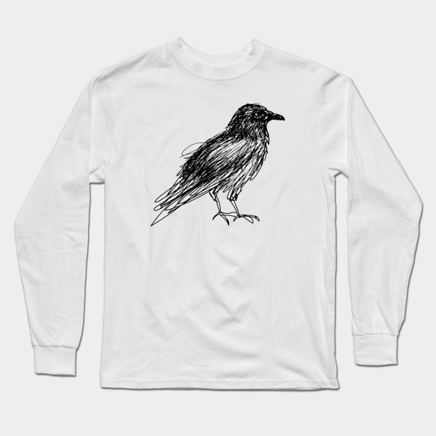 Crow (black) Long Sleeve T-Shirt by extrahotchaos